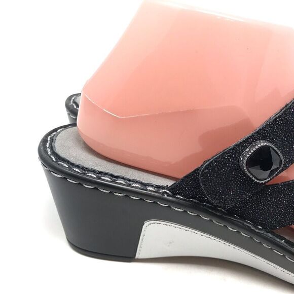 Alegria PG Lite Women Size 40 9.5-10 Black Glitter Sparkle Heel Sandals Open Toe - Picture 2 of 13